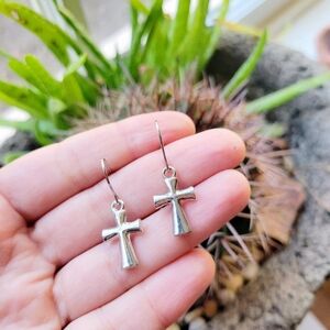 New Pair of Simple Dainty Cross Dangle Drop Earrings